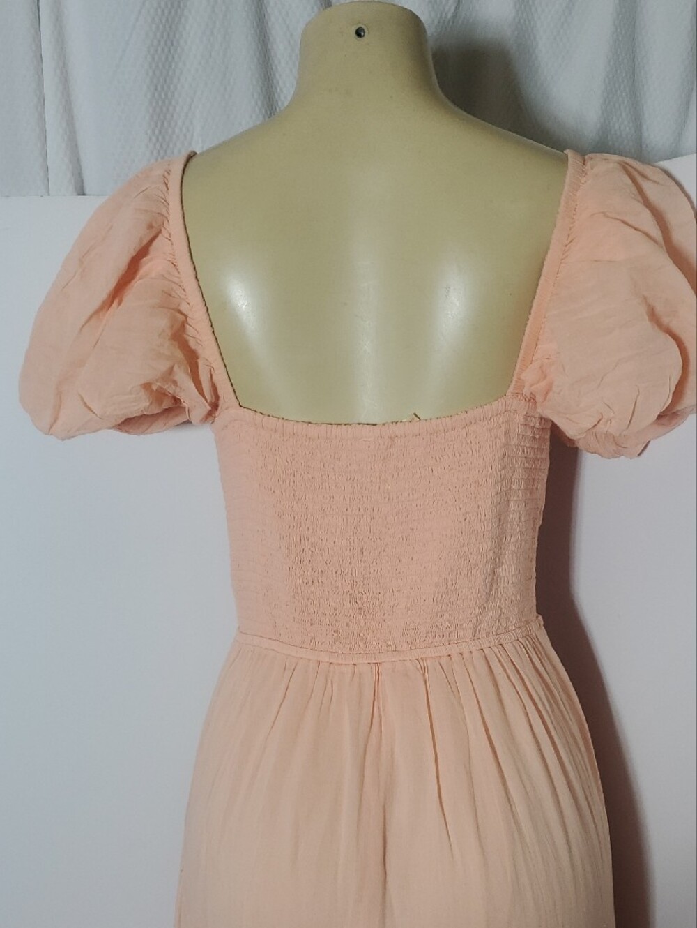 FREE PEOPLE Sundrenched Maxi Dress Peach Puff with Puff Sleeves Size L - Picture 9 of 15